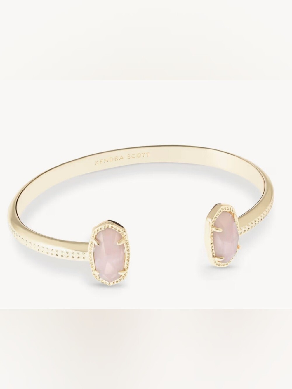 Kendra Scott Rose Quartz Elton Cuff Gold Plated Bracelet